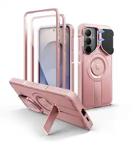 Dexnor - Case for Samsung Galaxy S26 Plus with Camera Cover, Screen Protector, Compatible with MagSafe, Rugged Shockproof Cover - Peony Pink