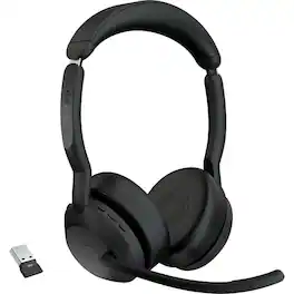 Jabra - Evolve2 55 Headset - Stereo - Wireless - Bluetooth - 98.4 ft - 20 Hz to 20 kHz - On-ear - Binaural - Supra-aural - Blue