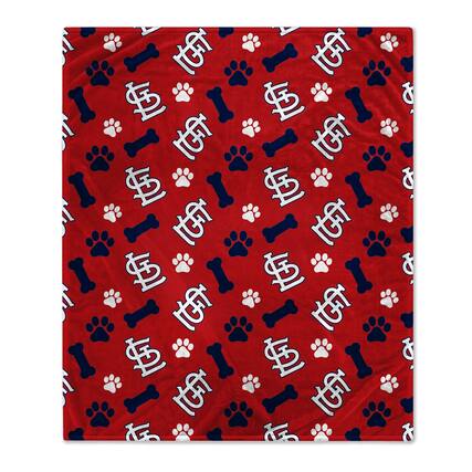Front. Pegasus - 40" x 50" Lightweight Bones Flannel Fleece Pet Blanket - Red.