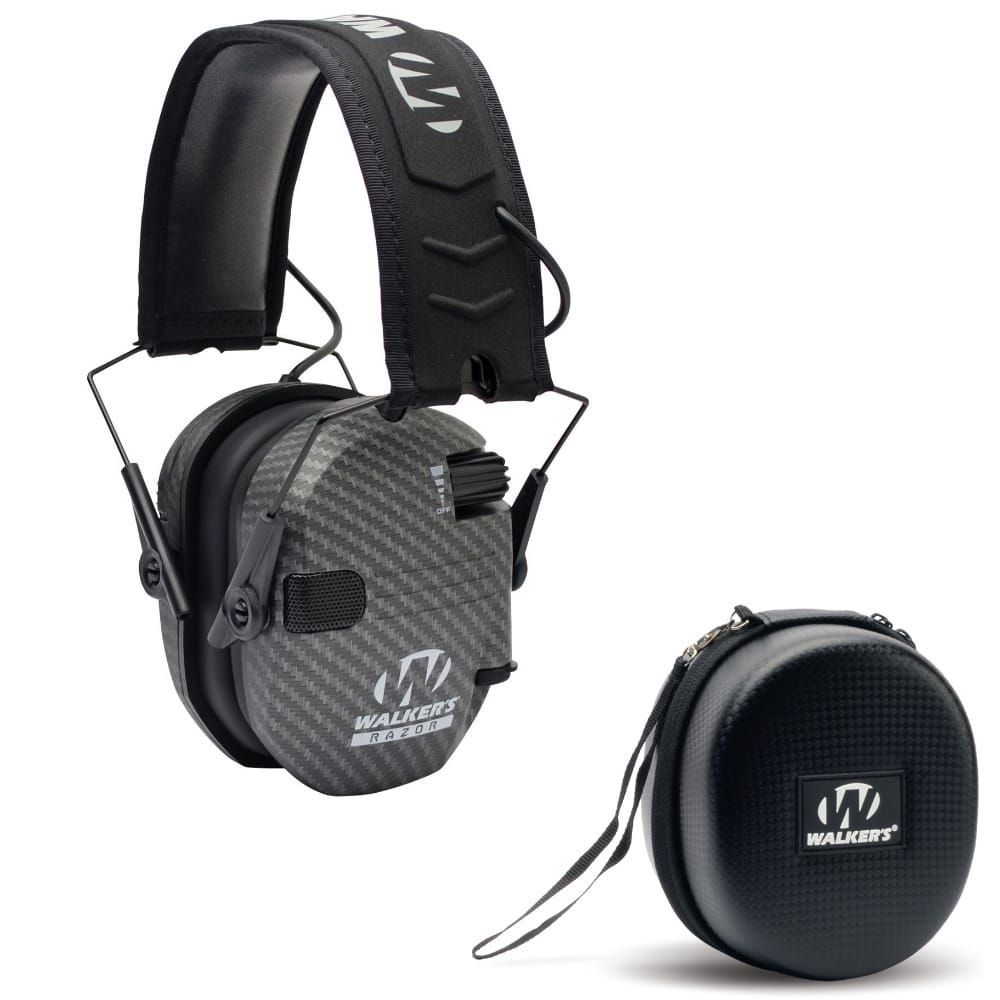Walkers - Walker’s Razor Slim Electronic Muff with Hearing Protection Case - Carbon