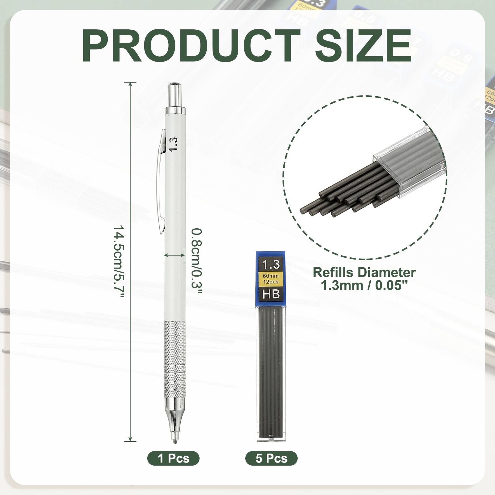 PRODUCT SIZE

14.5cm/5.7"  
0.8cm/0.3"  
1.3mm / 0.05"  

1 Pcs  
5 Pcs