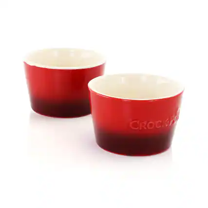 Front. Crockpot - Crock Pot Artisan 2 Piece 8 Ounce Stoneware Ramekin Set in Red - Red.
