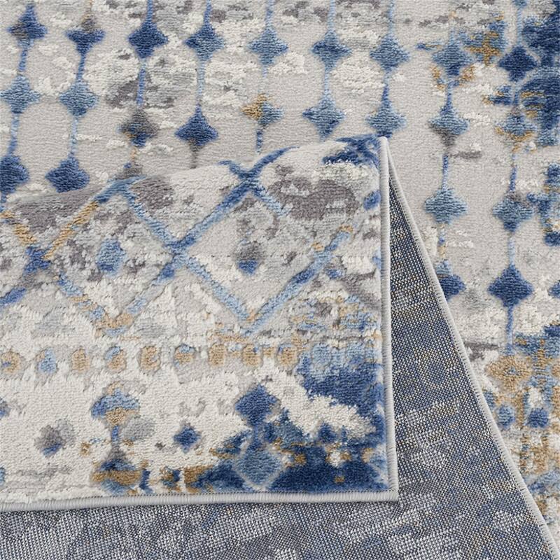 Alt View 1. HTUTWOO - Woven Area Rug - 6'6"W x 9'L Ultra Soft Floor Carpet for Living Room Indoor Dining Room, Modern Home Décor Moroccan - Blue+Cream.