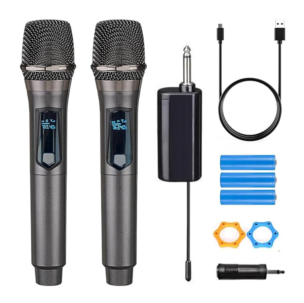 Front. Dazzling Pops - Wireless Microphone Rechargeable Fixed Frequency Dual Handheld Dynamic Karaoke Singing Weddings Dj Party - Default.