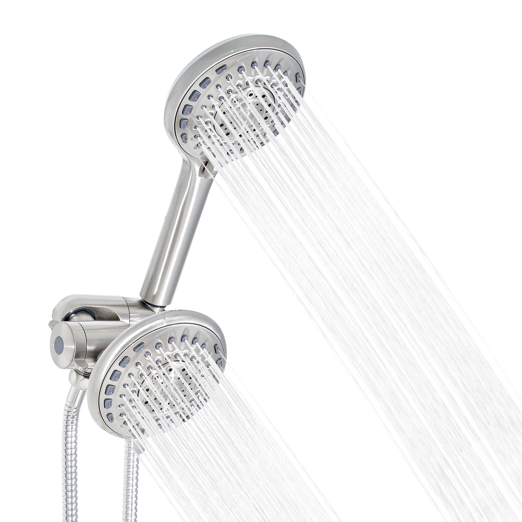 Angle. Akicon - Akicon 2-in-1 Rain Shower Head with Handheld Spray Combo 6-Setting Anti-Clog Nozzles 2.5 gpm in Brushed Nickel - Brushed Nickel.
