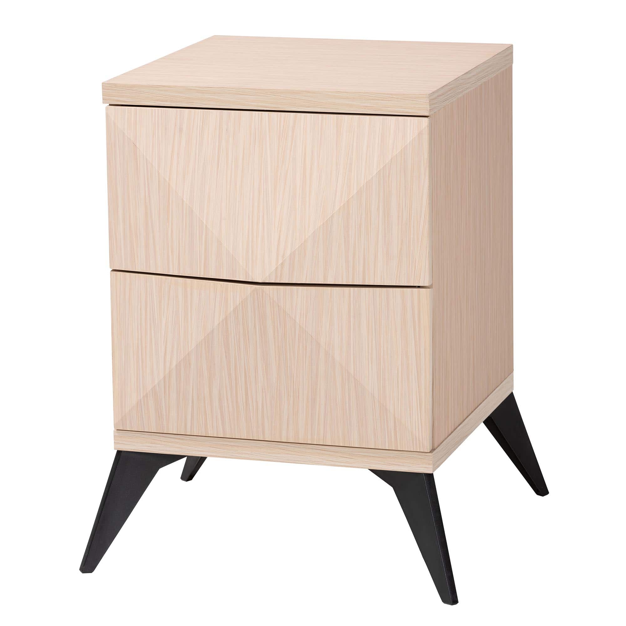 Baxton Studio - Draper Mid-Century Modern Wood 2-Drawer Nightstand - Light Brown/Dark Brown