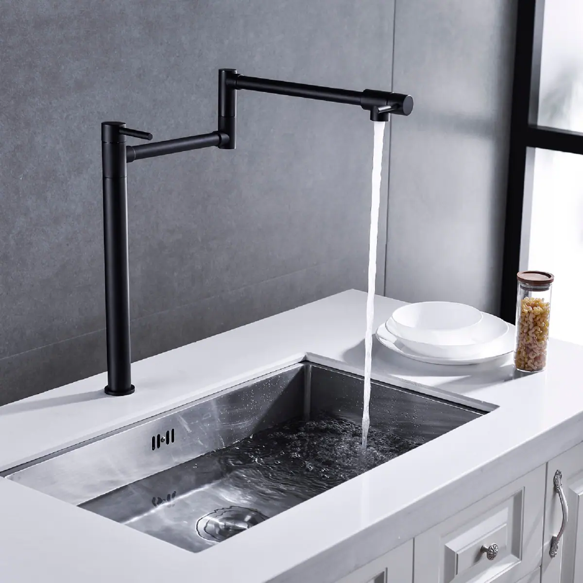 Ropilly Pot Filler Faucet, Brass Stovetop Pot Filler Faucet with Double ...