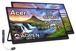 Acer - AOPEN 16PM1Q 15.6" FHD Portable Monitor, 6ms Response Time, Anti-Glare, AMD FreeSync & DKZ Hub (UM.ZP1AA.J02) 2Pack - Black