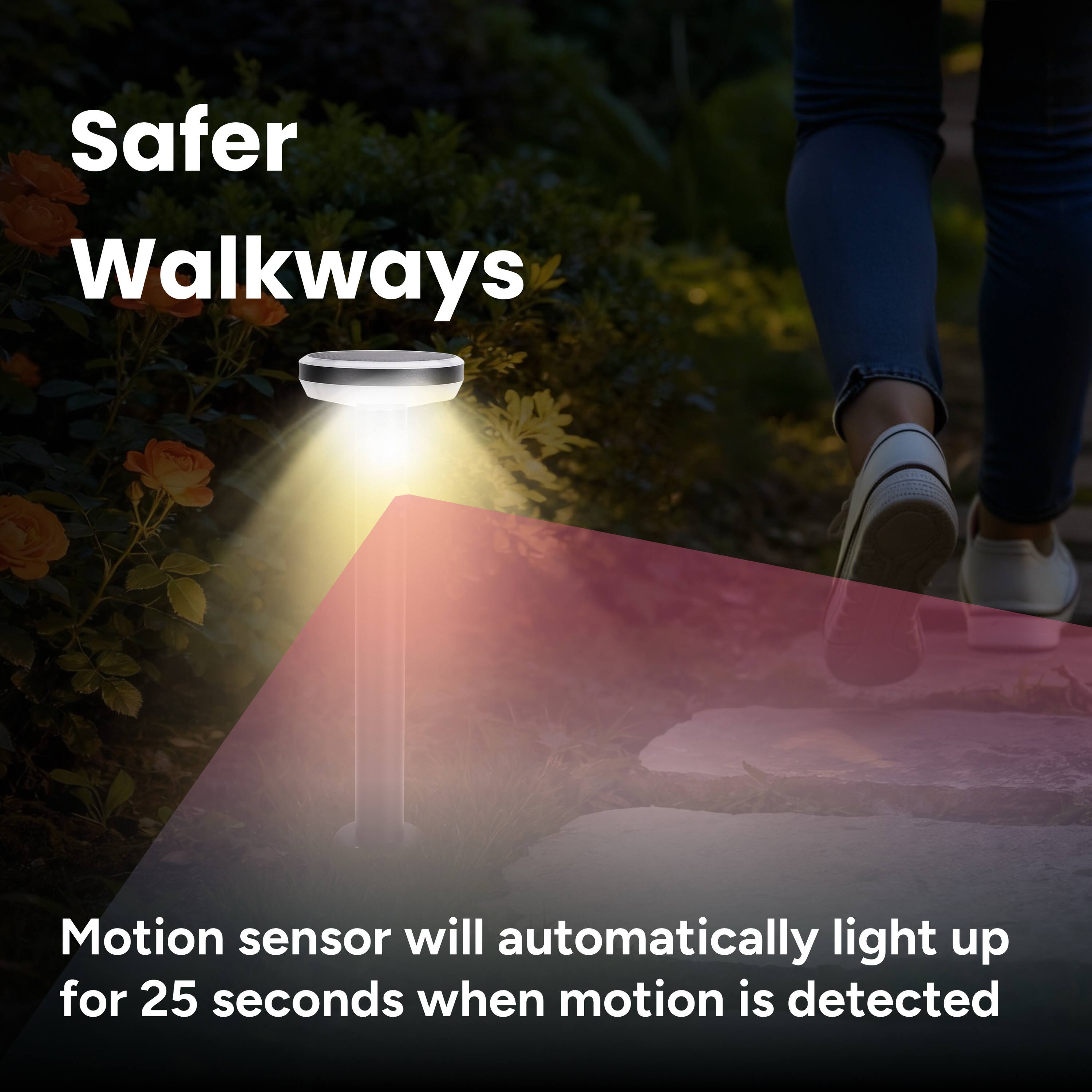 Safer Walkways

Motion sensor will automatically light up for 25 seconds when motion is detected