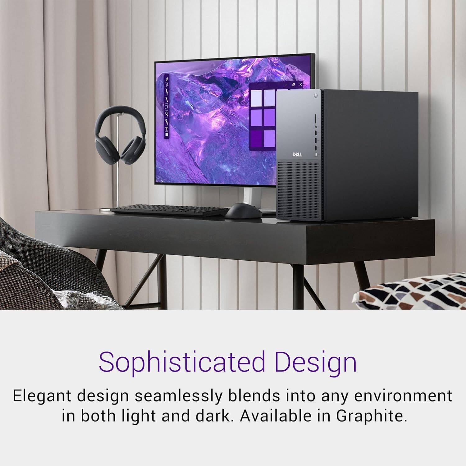 A1 DALL - Sophisticated Design  
Elegant design seamlessly blends into any environment in both light and dark. Available in Graphite.