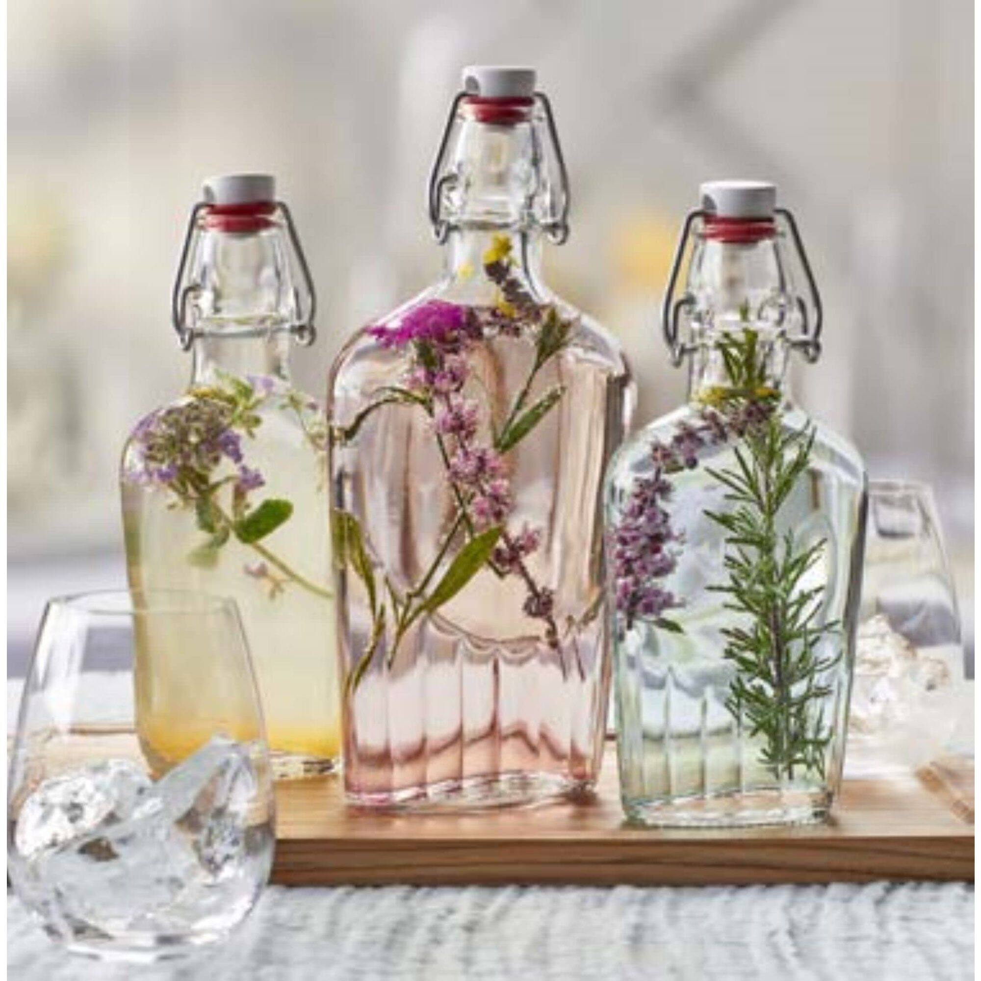 Alt View 1. Bormioli Rocco - Bormioli Rocco Pocket Flask Set of 2, 17 Oz Clear Glass Bottles with Airtight Closures - Clear.