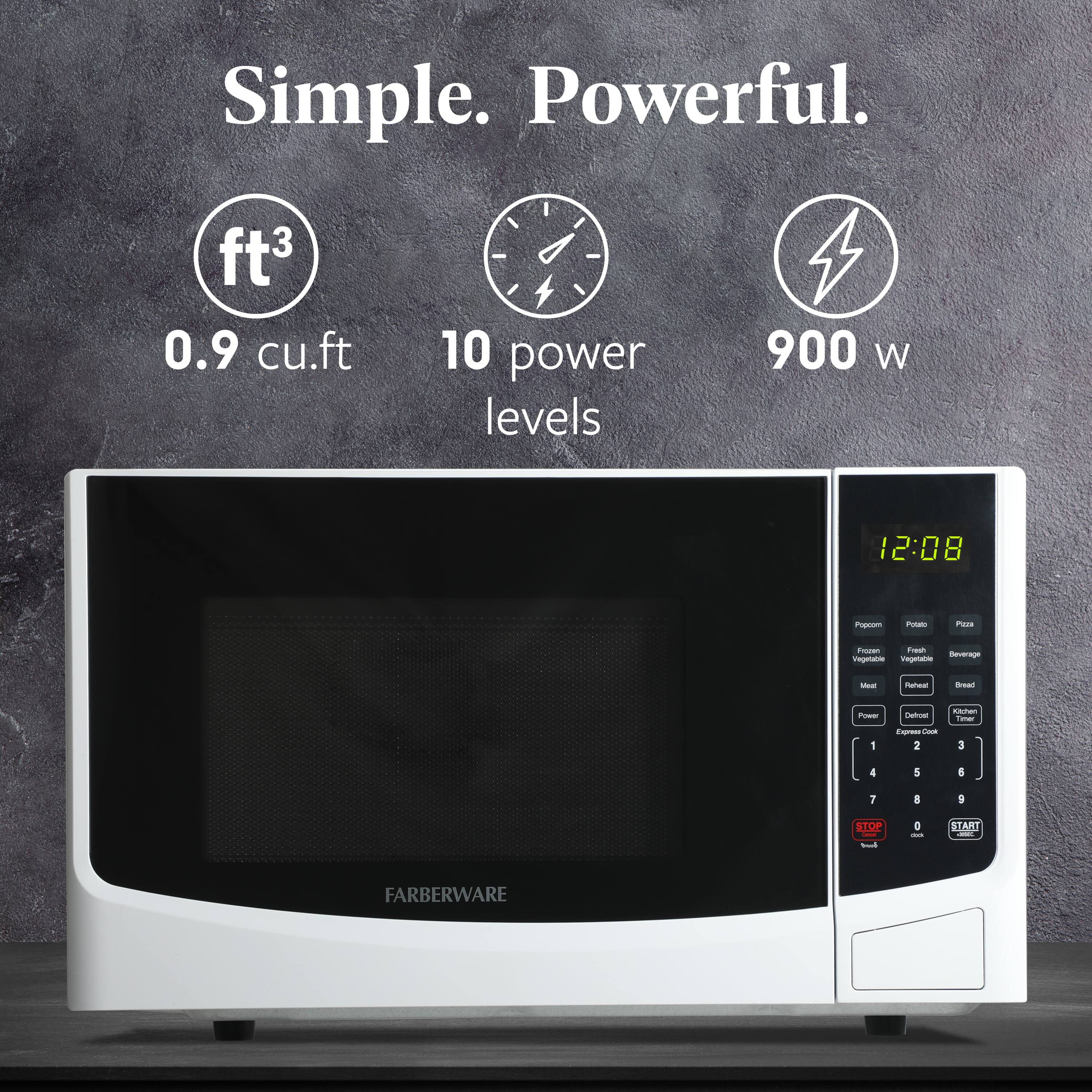 Simple. Powerful.

0.9 cu.ft

10 power levels

900 W

FARBERWARE