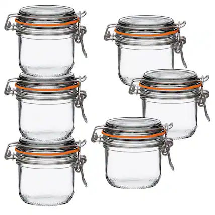 Front. Le Parfait - Super Terrine - 200ml French Glass Canning Jar w/Straight Body, Airtight Rubber Seal & Glass Lid, 7oz (Pack of 6).