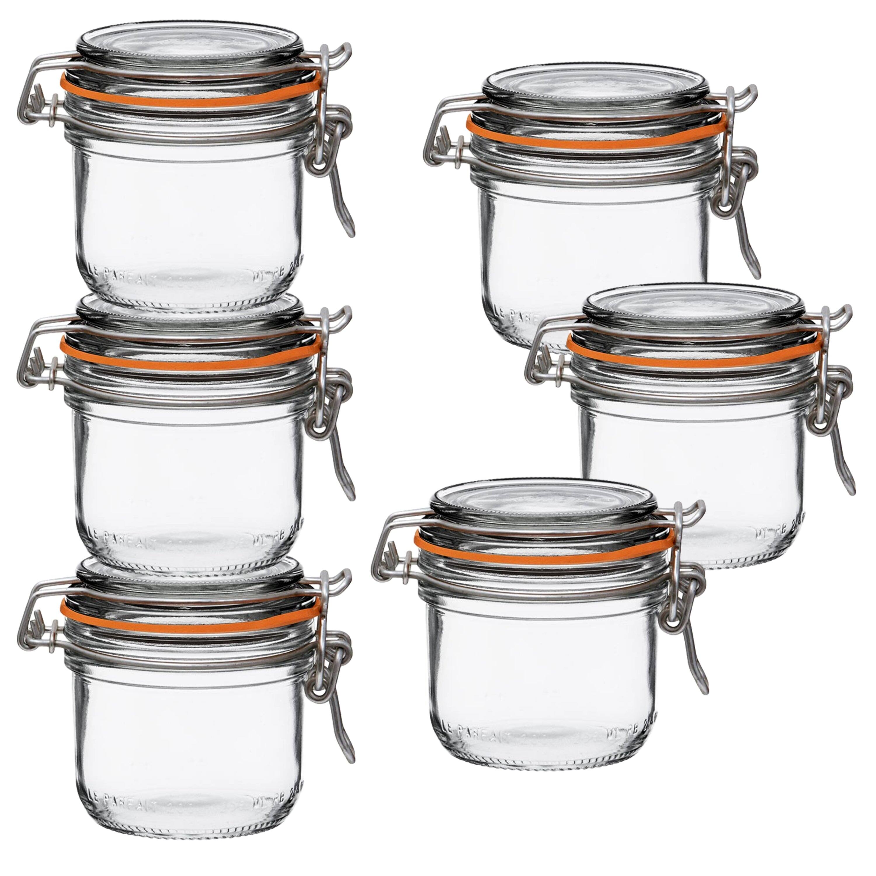 Front. Le Parfait - Super Terrine - 200ml French Glass Canning Jar w/Straight Body, Airtight Rubber Seal & Glass Lid, 7oz (Pack of 6).