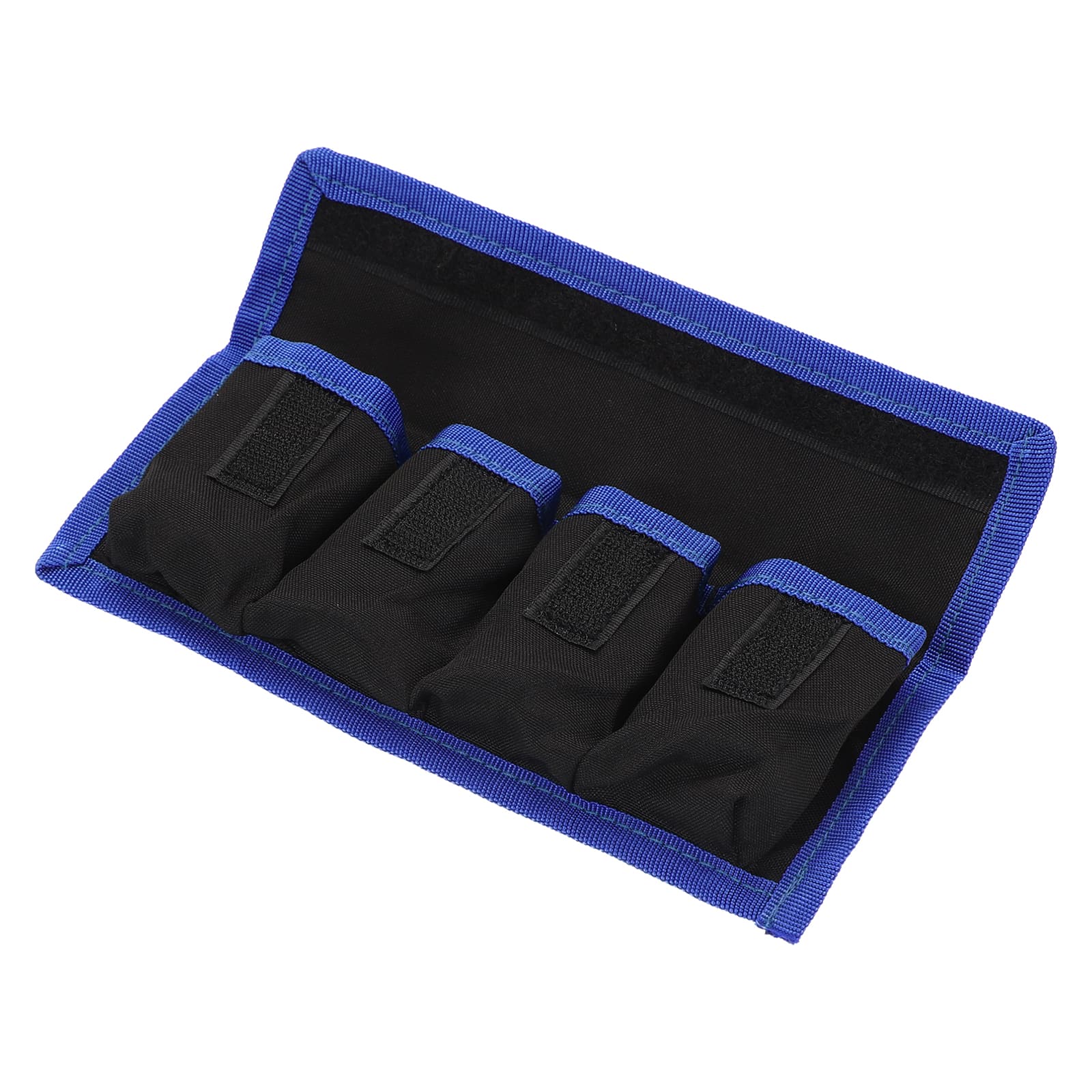 Unique Bargains - Camera Battery Pouch, 4 Pocket Nylon Holder for AAA, LP-E6, LP-E8, NP-FW50, EN-EL14/15 - Blue