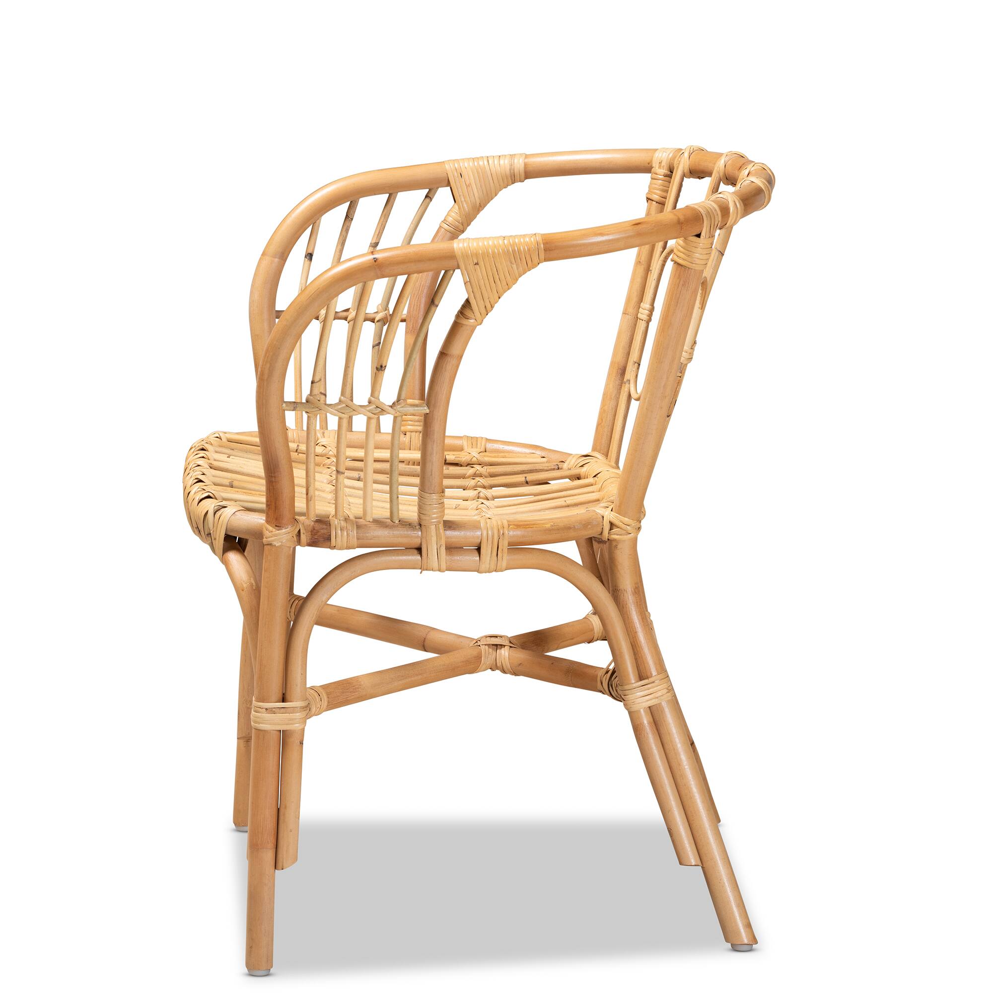 Left. bali & pari - Luxio Modern and Contemporary Natural Finished Rattan Dining Chair - Natural.