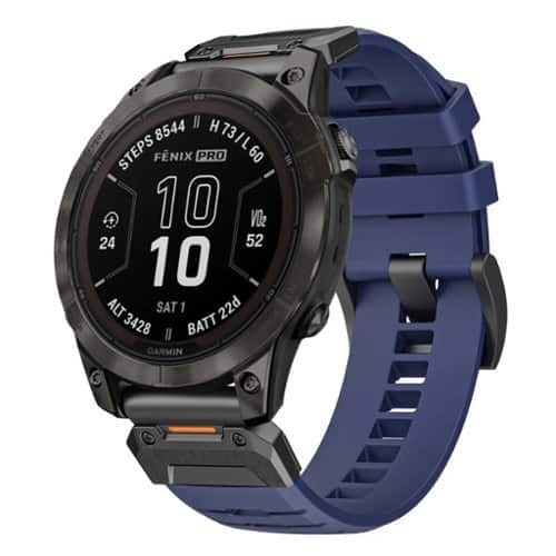 StrapsCo - Elite FKM Strap QuickFit 22 Watch Band For Garmin Fenix 7 & 7 Pro - Midnight