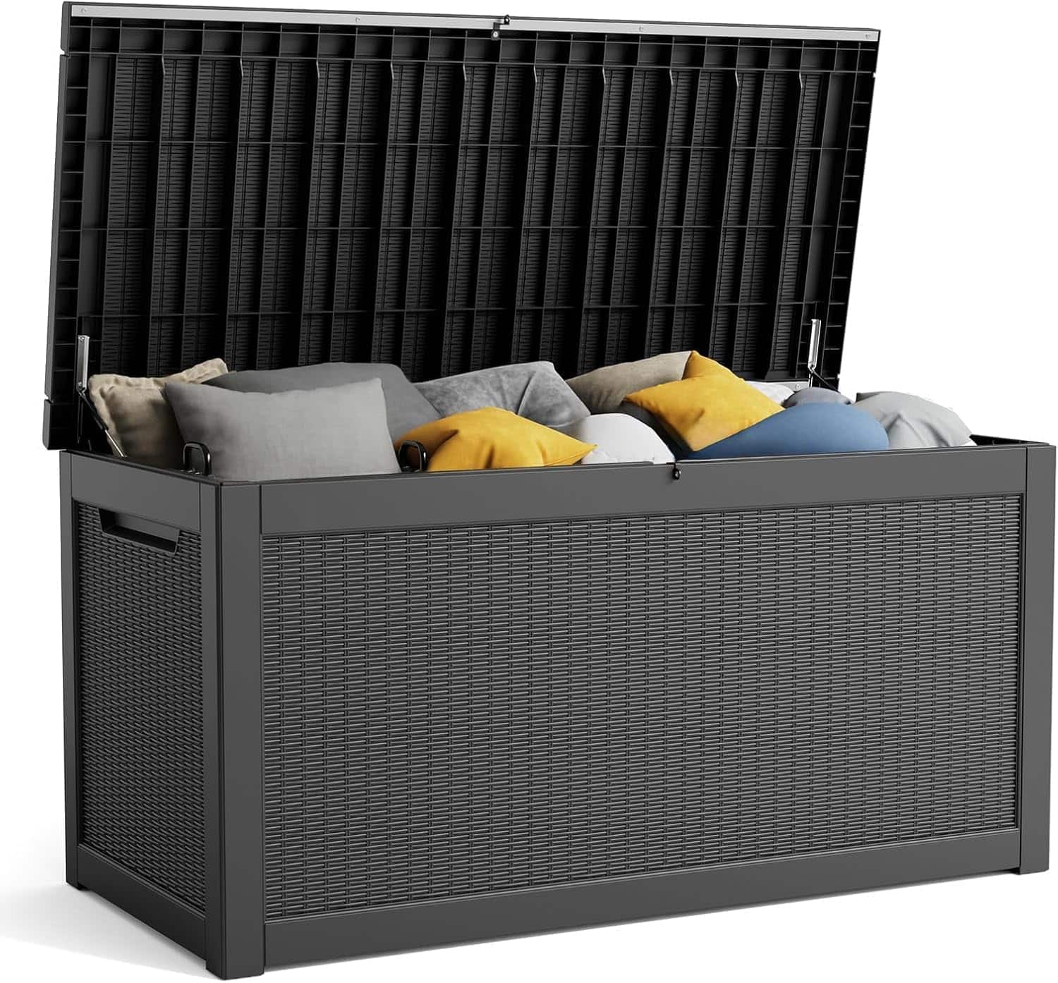 Yardgrace - 320 Gallon Lockable Resin Deck Box Waterproof Outdoor Storage for Patio Furniture Garden Tools and Equipment - Black