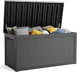 Front. Yardgrace - 320 Gallon Lockable Resin Deck Box Waterproof Outdoor Storage for Patio Furniture Garden Tools and Equipment - black.