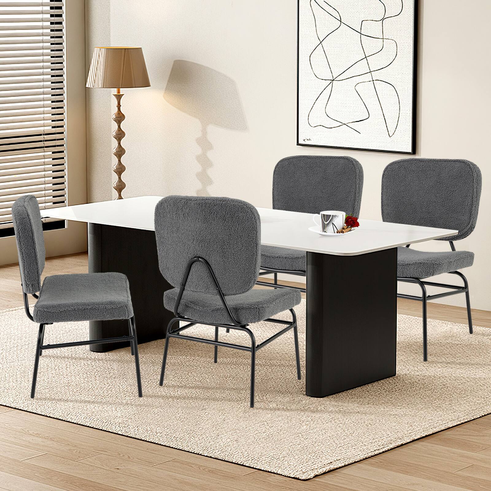 Alt View 2. SlickBlue - Cozy Sherpa Reading Chair with Upholstered Seat and Plush Sponge Cushion - Grey.