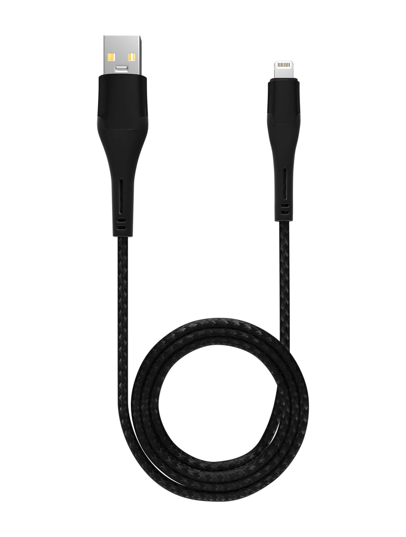 Alt View 1. Ampsentrix - 3 ft MFI Lightning To USB Type A Cable (Alpha) - Black - Black.
