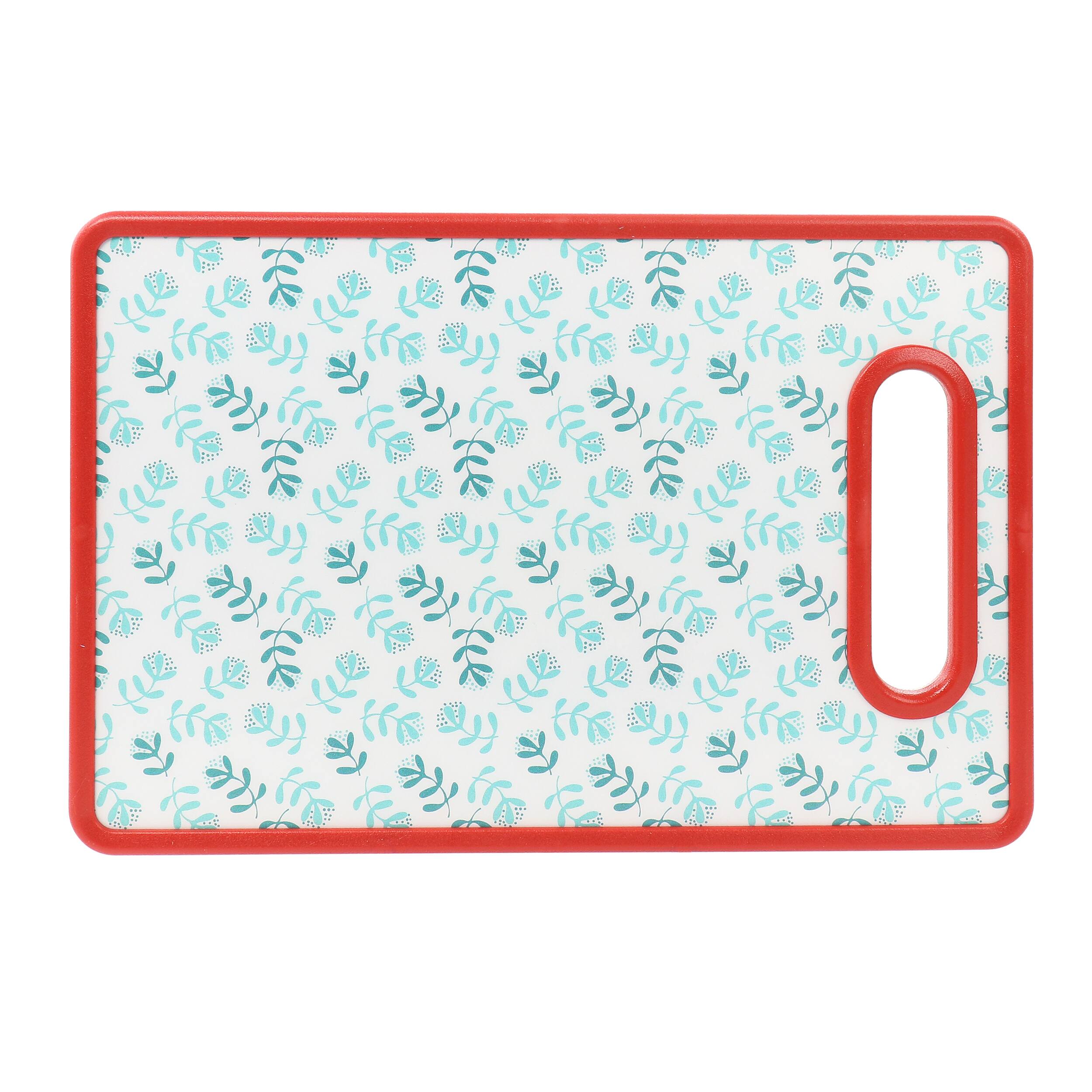 Alt View 2. Gibson - Gibson Home Village Vines 3 Piece Cutting Board and Knife Set in Red and Blue - Red and Blue.