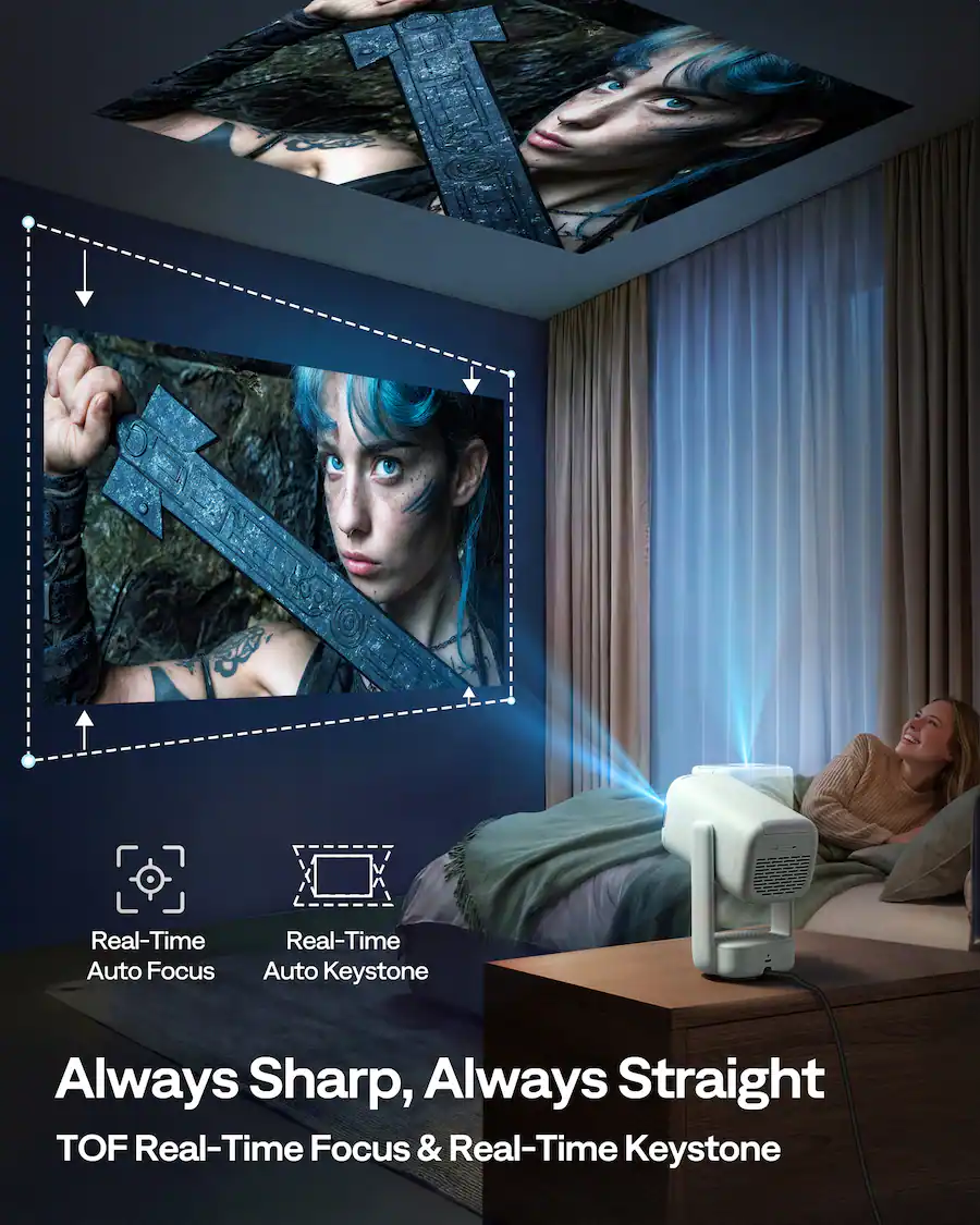 Projecter With Usb Aurzen Smart Portable Projector with USB C Powered, 4K Supported, 16W ...