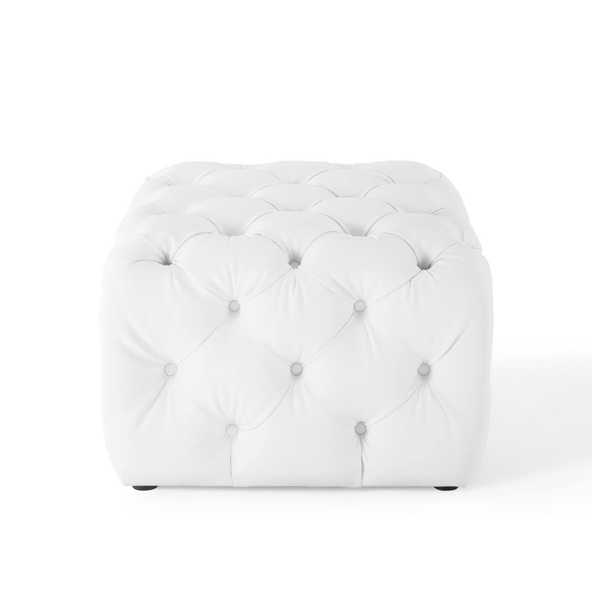 Alt View 2. Modway - Amour Tufted Button Square Faux Leather Ottoman by Modway - EEI-3775-WHI.
