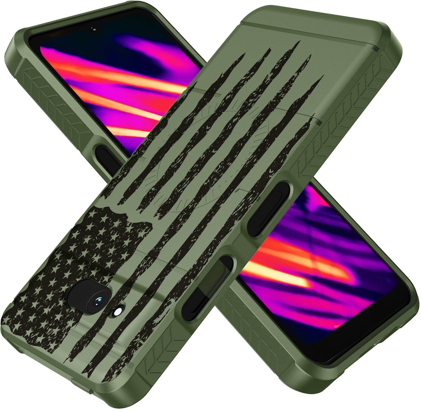 Alt View 8. Nakedcellphone - Case for Sonim XP Pro Thermal 5G Phone - Compatible with MagSafe - USA Flag.