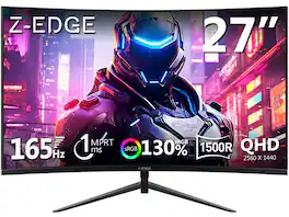 Z Z-Edge - UG27Q 27" 2K QHD 2560x1440, 165Hz (DP) 144Hz (HDMI) 1ms Curved Gaming Monitor - Black
