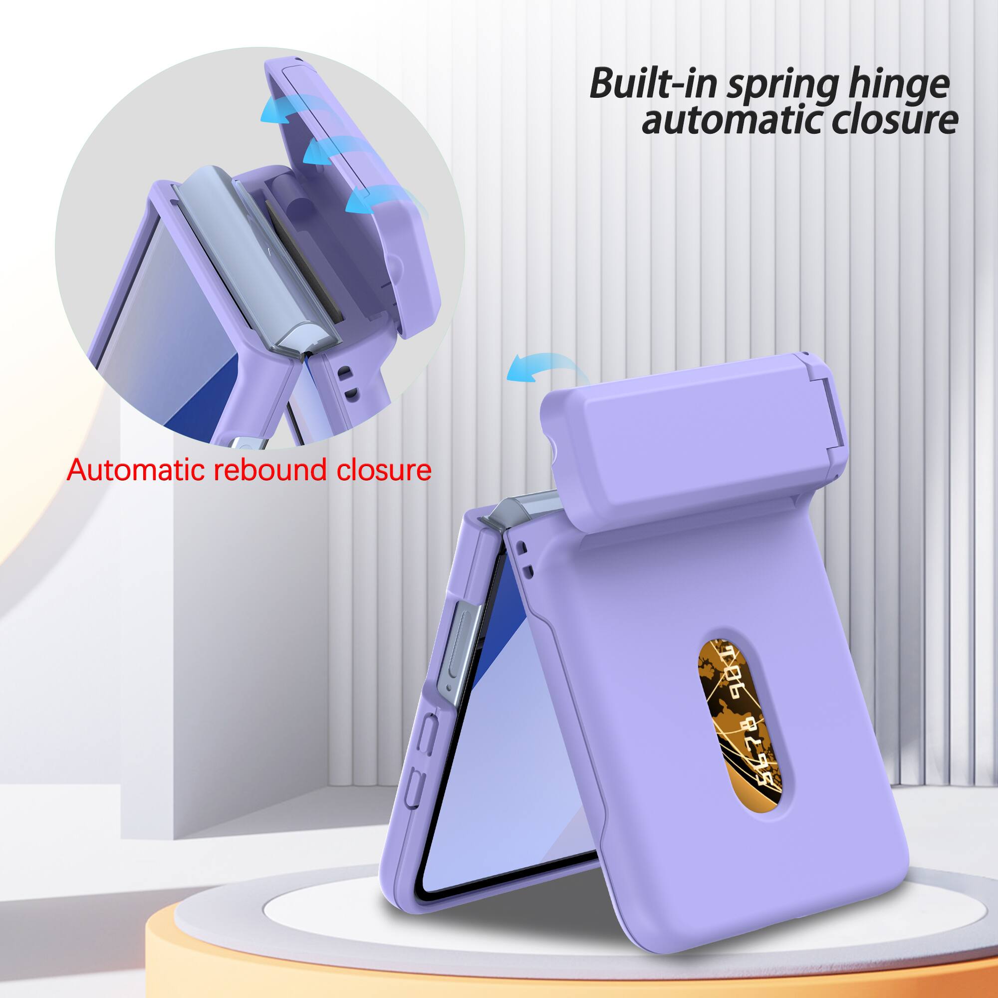Built-in spring hinge automatic closure  
Automatic rebound closure