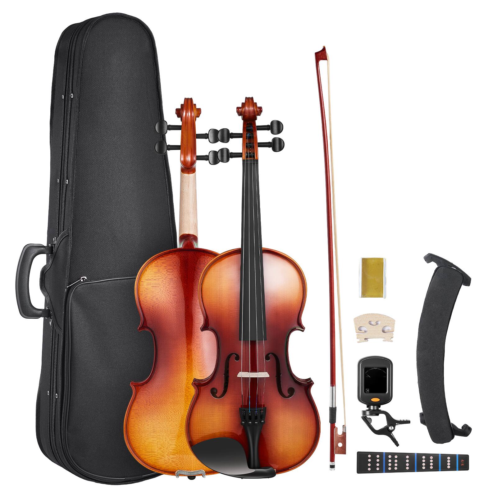 VEVOR - Violin 4/4 Full Size for Adults, Violin Fiddle Set for Beginners Student with Hard Case,Rosin, Bow,Shoulder Rest,Bridge - Brown
