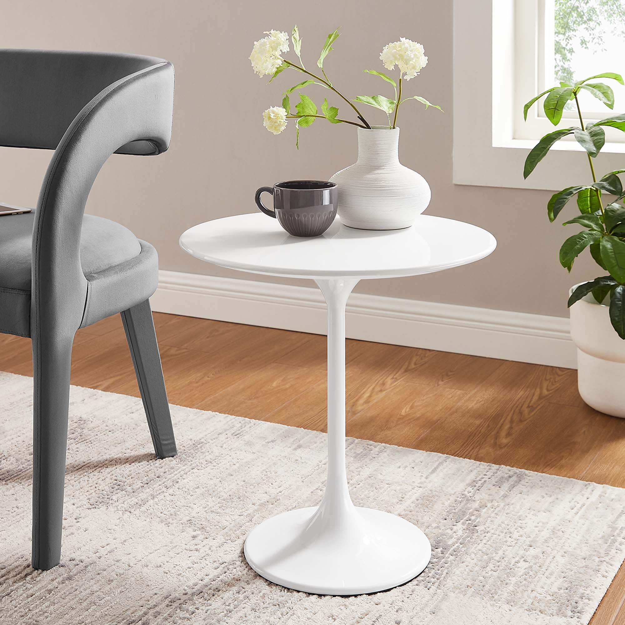 Modway - Lippa Round Wood Side Table - White White