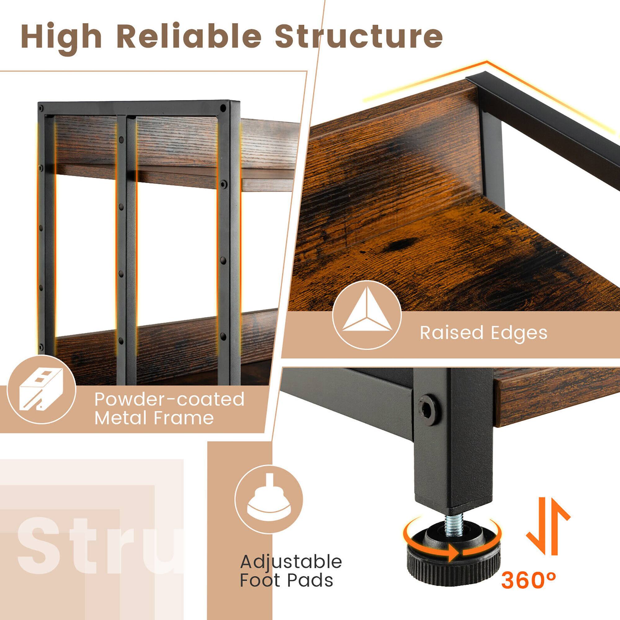 High Reliable Structure

Raised Edges

Powder-coated Metal Frame

Adjustable Foot Pads

360°