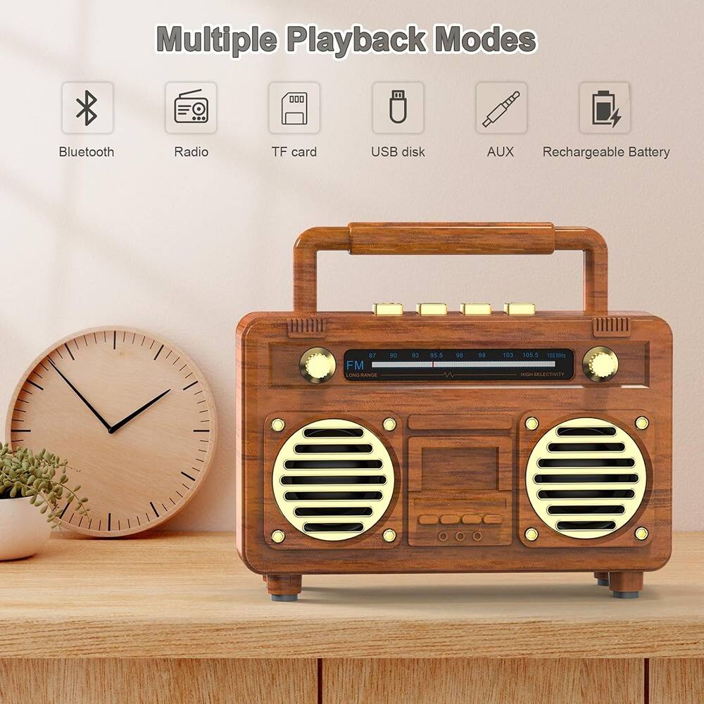 Multiple Playback Modes

- Bluetooth
- Radio
- TF card
- USB disk
- AUX
- Rechargeable Battery