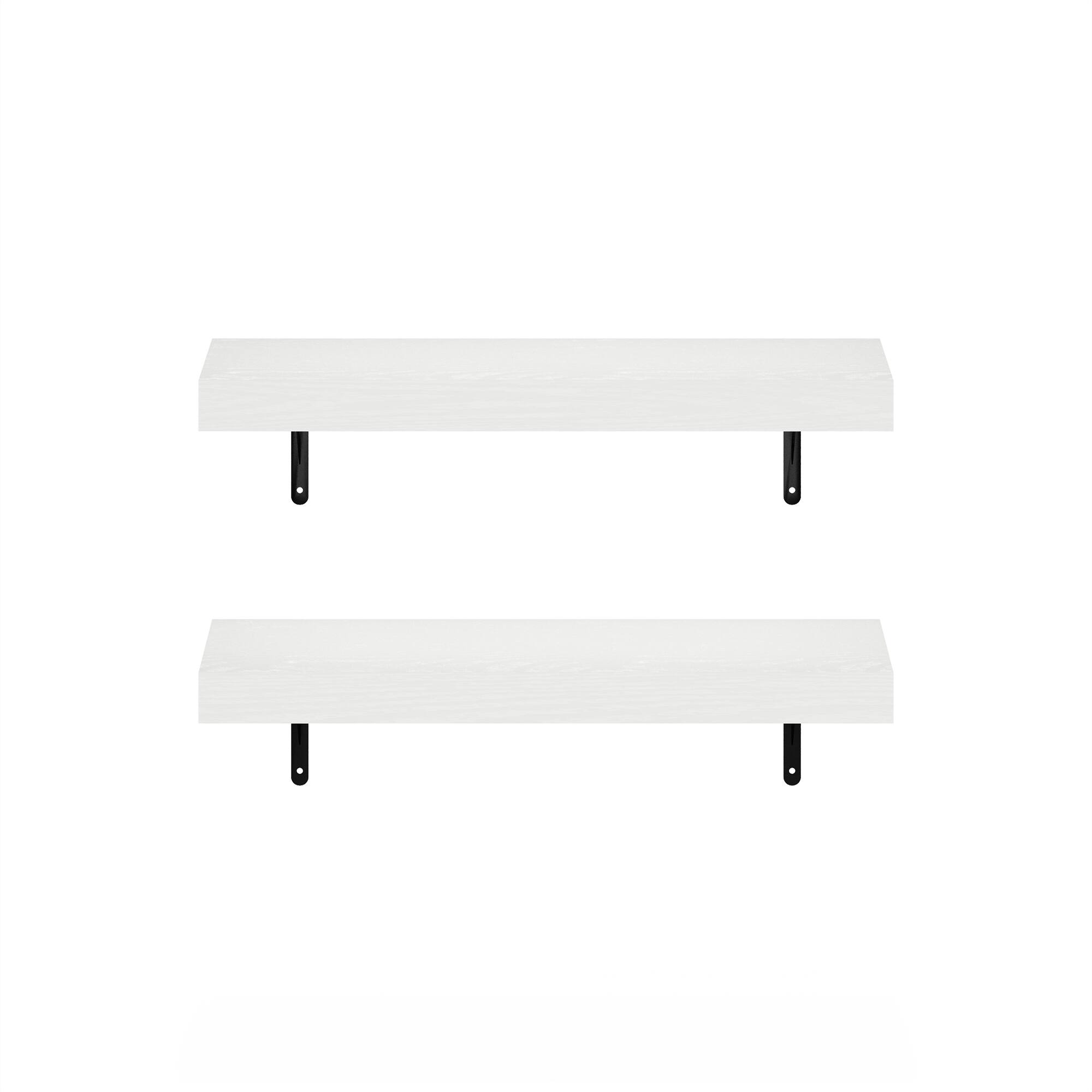 Alt View 2. Furinno - Tanna 22-Inch Wall Mounted Floating Display Shelves, Set of 2 - White Texture.