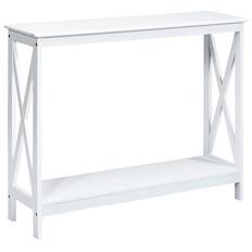 Front. Costway - Costway 2-Tier Console Table x-Design Bookshelf Sofa Side Accent Table w/Shelf - White.