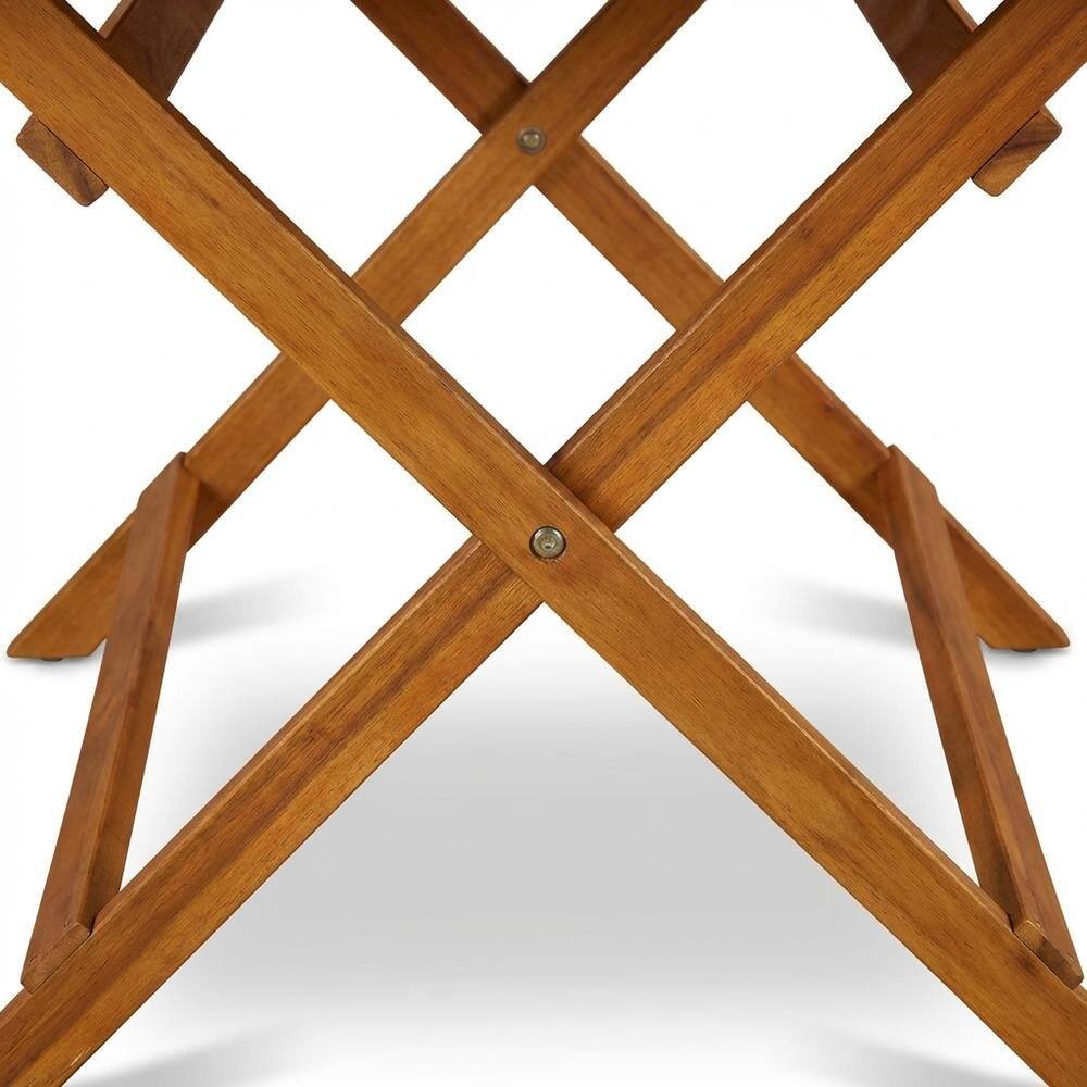 Left. Outdoor Escape - Oil-Finish Wooden Patio Table with Durable Weather-Resistant Coating - Brown.