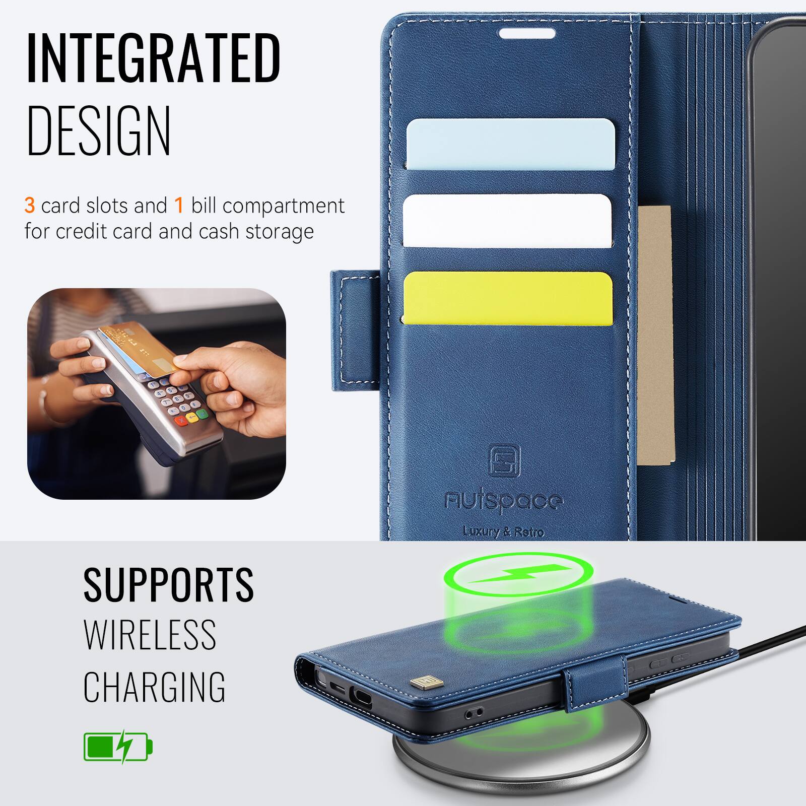 Dteck Slim Premium Leather Shockproof Flip Kickstand Card Wallet Phone ...