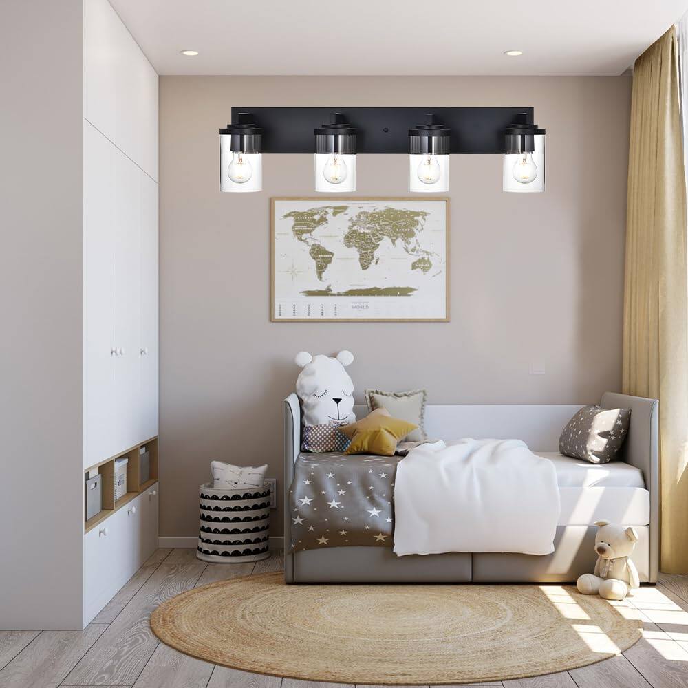 Alt View 5. Dazzling Pops - Modern Wall Bathroom Vanity Light Fixture Metal With Clear Glass Shade Industrial Vintage Farmhouse Mount L - Brushed Nickel 5 Lights.