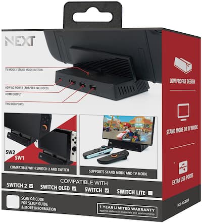 NEXT 4K TV Dock Kit for Switch 2, Switch & Switch OLED Black NX NEXT 4K TV Dock Kit for Switch 2, Switch & Switch OLED Black NX