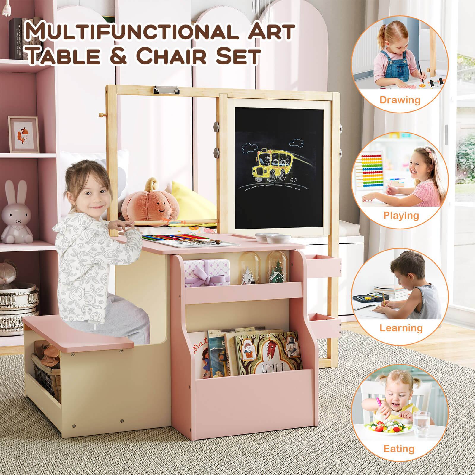 MULTIFUNCTIONAL ART TABLE & CHAIR SET

- Drawing
- Playing
- Learning
- Eating