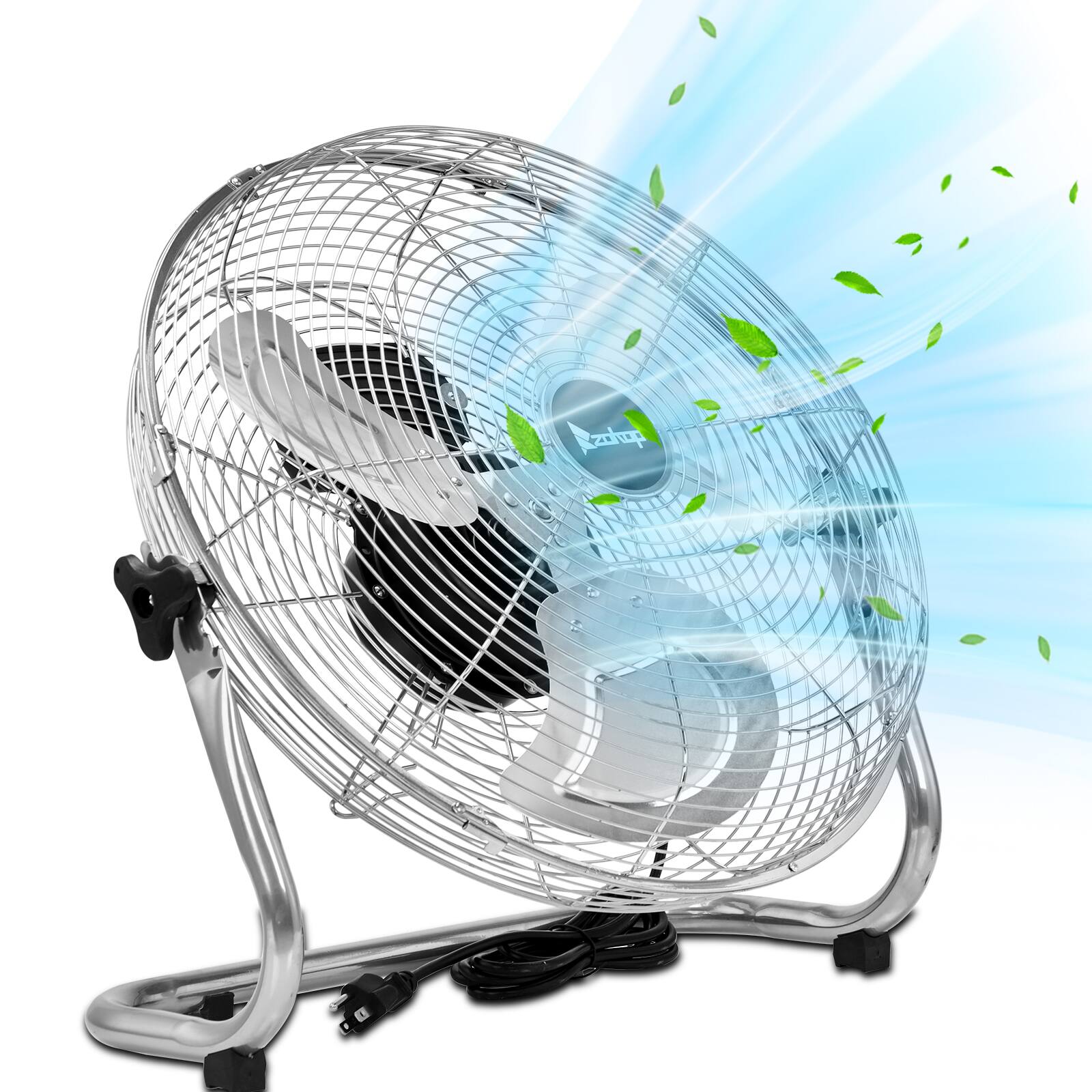 Left. Winado - 20" 3-Speed High Velocity Heavy Duty Metal Floor Fan with handle, 4860 CFM,90°~180°-Degree Tilt, Powerful Airflow Fan - Silver.