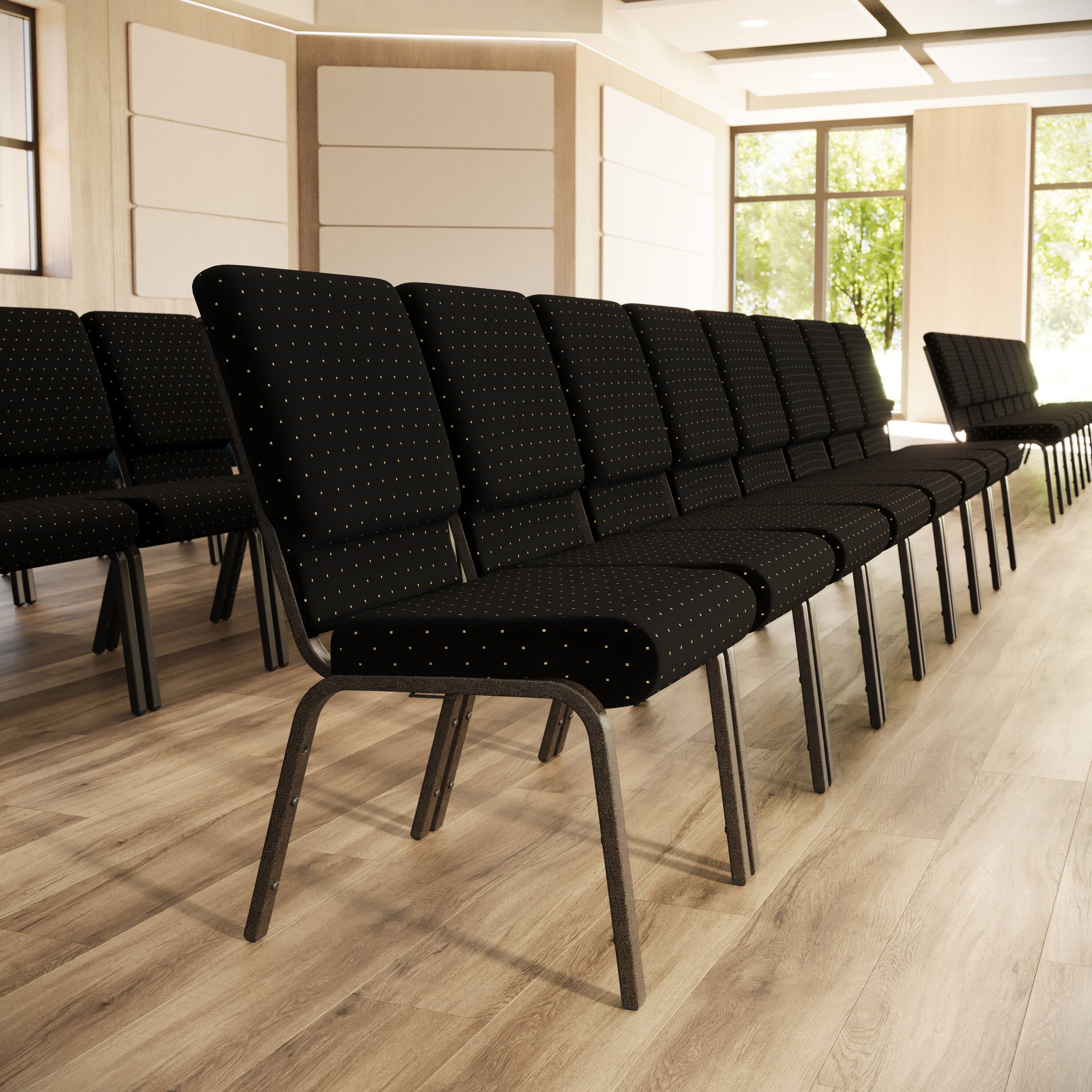 Alt View 1. Flash Furniture - HERCULES Series 18.5''W Stacking Church Chair in Black Dot Patterned Fabric - Gold Vein Frame - Black.