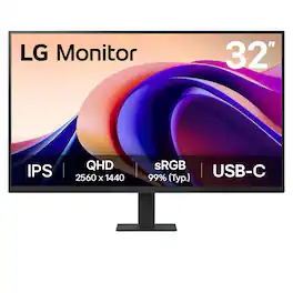 LG - 32" Monitor QHD IPS 100Hz with HDR10 (HDMI USB-C) - Black