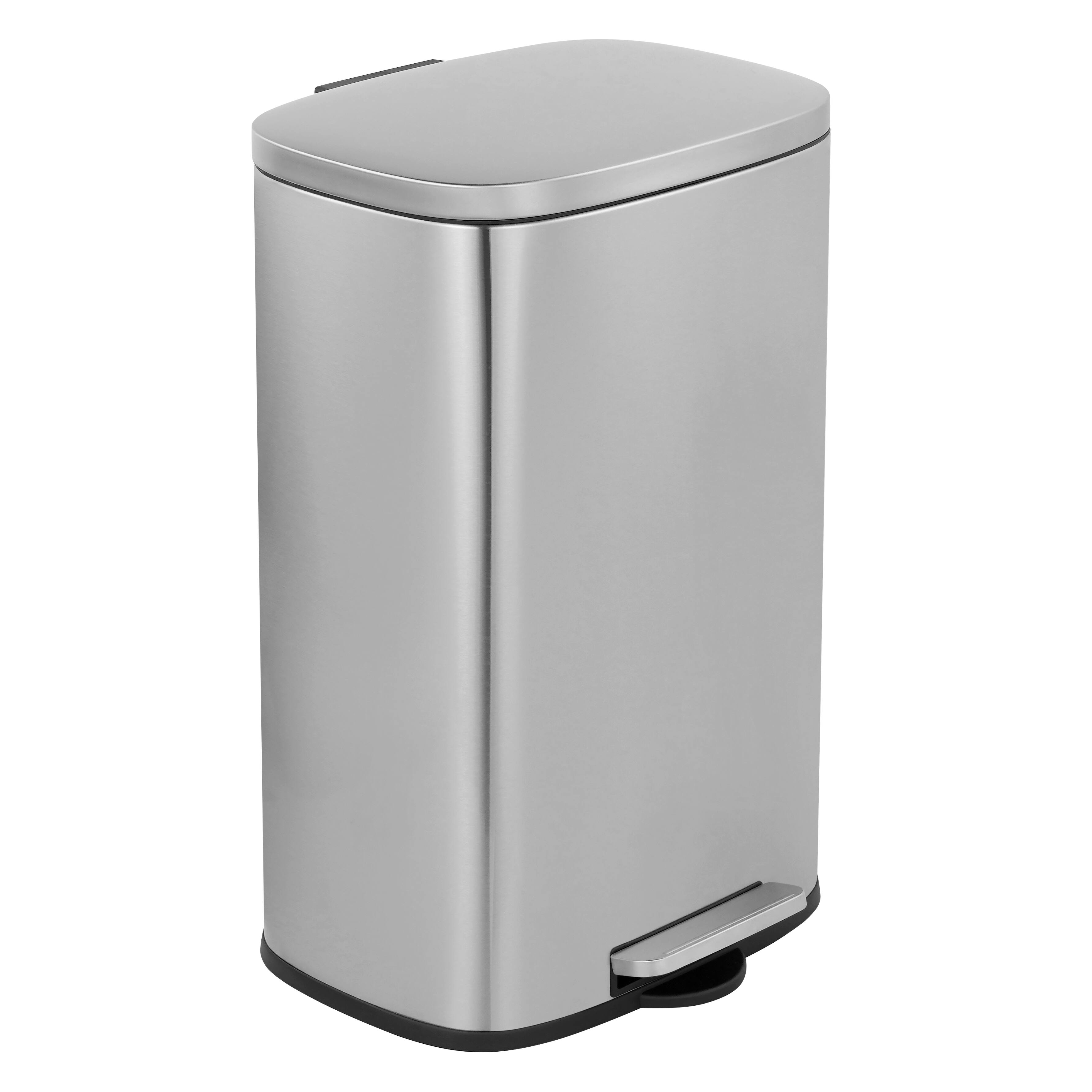 Front. Innovaze - 13 Gal./50 Liter Oval Shape Stainless Steel Step-on Trash Can for Kitchen - Sliver.
