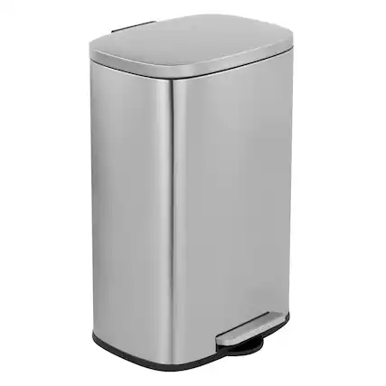 Front. Innovaze - 13 Gal./50 Liter Oval Shape Stainless Steel Step-on Trash Can for Kitchen - Sliver.
