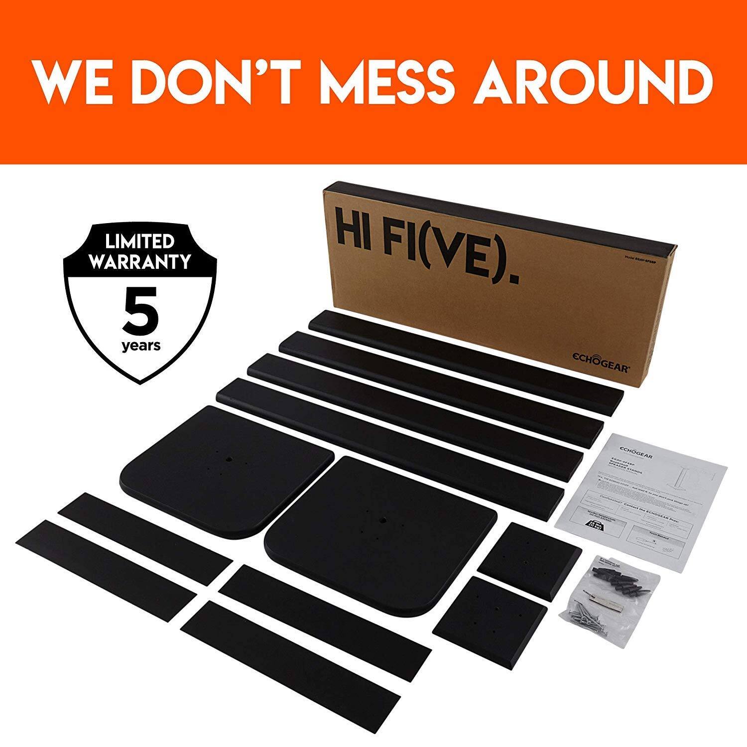 WE DON'T MESS AROUND, LIMITED WARRANTY 5 years, HI FI(VE). ECHOGEAR.