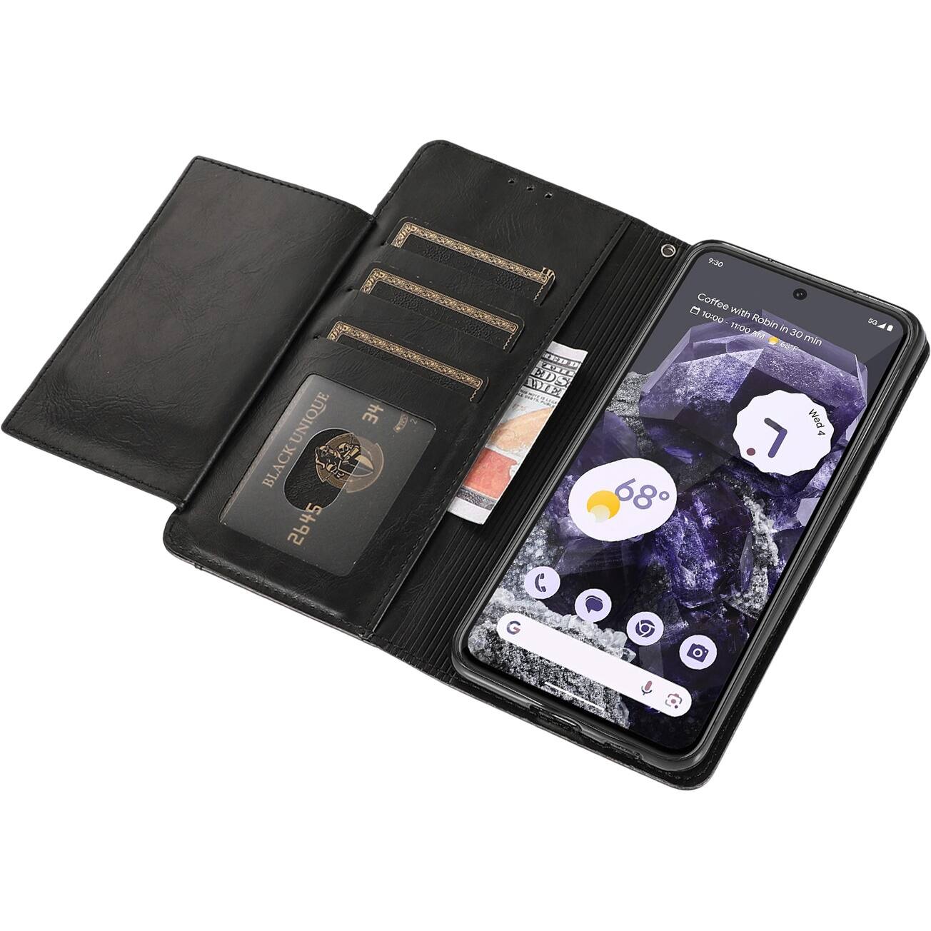 Alt View 14. SaharaCase - Leather Folio Wallet Case for Google Pixel 8 - Black.