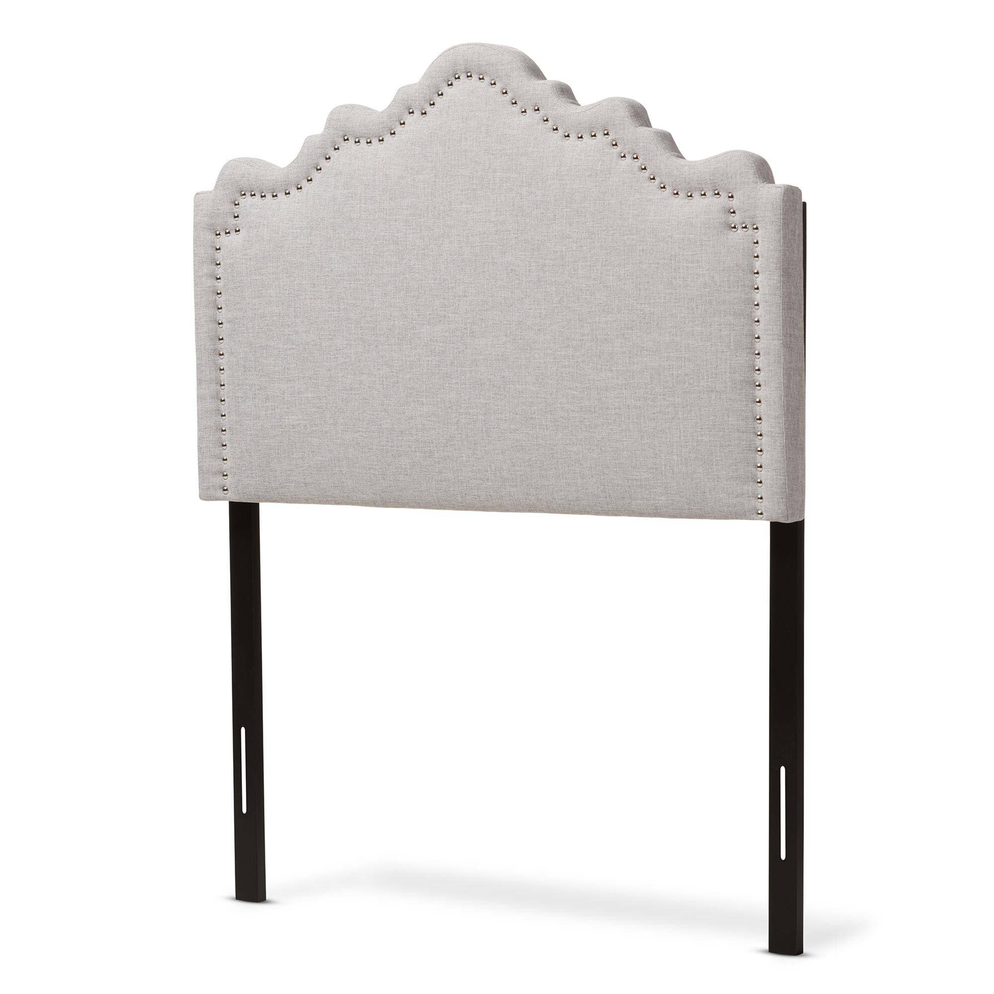 Front. Baxton Studio - Nadeen Modern and Contemporary Fabric Twin Size Headboard - Greyish Beige.